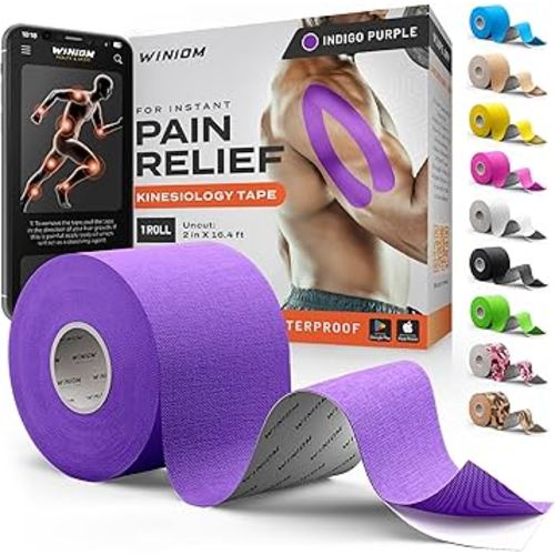 Kinesiology Tape-Incredible Support for Athletic Sports and Recovery+Free Taping Guide-Uncut 2 inch 16.4 feet Roll (Indigo Purple + Free Taping Guide, Pack of 1)