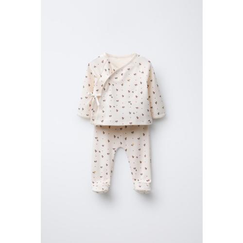 FLORAL T-SHIRT AND LEGGINGS SET - Ecru | ZARA United States
