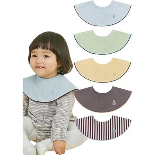 Konny Baby Bib 3/5/7-Pack Set, 360 ​​° Rotate, Soft and Absorbent Drooling for Toddler Boys Girls Baby Essentials