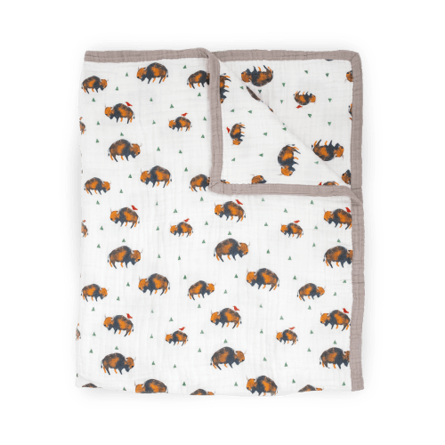 Cotton Muslin Quilted Throw - Bison