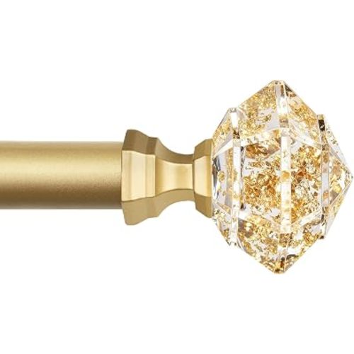 Curtain Rods for Windows, 32 to 58 Inch, Luxury Gold, Decorative