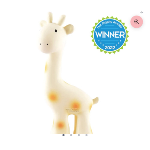 Giraffe Organic Natural Rubber Rattle, Teether & Bath Toy