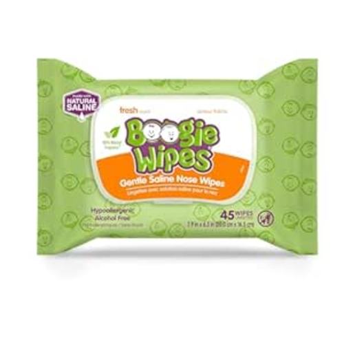 Baby Saline Wipes by Boogie for Face, Hand, Body & Nose, Made with Vitamin E, Aloe, Chamomile and Natural Saline, Fresh Scent, 45 Count