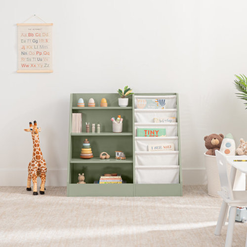 Comfy Cubs Kids Bookshelf 32 X 22 X 3 Inches - Sturdy Plywood Montessori Shelf With Soft & Hard Shelves For Toys & Books - Easy Access Organizer | Wayfair