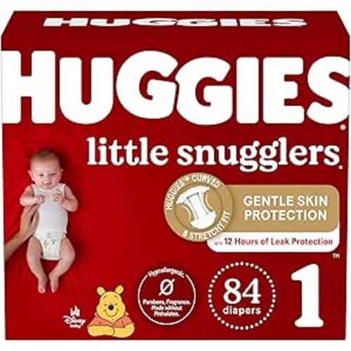 Huggies Little Snugglers Baby Diapers, Size 1 (8-14 lbs), 84 Ct, Newborn Diapers