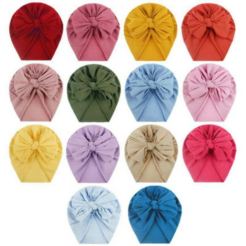 GuliriFei Cute Turban Hats for Baby Girls Vintage Bowknot Soft Head Wrap Headdress Elastic Newborn Caps Toddler Infant Beanies Head Wraps