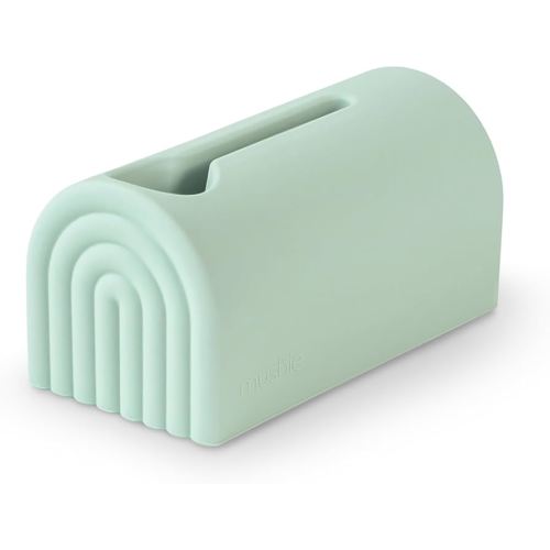 mushie Bath Spout Cover | Soft Silicone Bathtub Faucet Safety Guard for Kids | Universal Fit (Cambridge Blue)