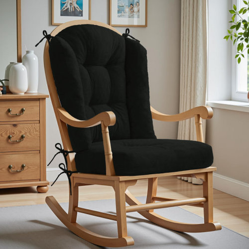 Red Barrel Studio® Rocking Chair Cushion - Soft Chenille Fabric Seat Pad with Tufted Design, and Secure Ties, for Rocker Chair and Indoor Glider | Wayfair