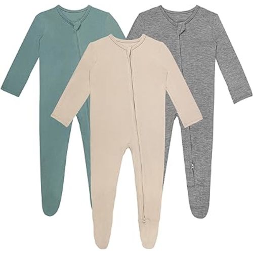 Amazon.com: Gaiibbt 3 Pcs Baby Long Sleepers Pajamas One Piece Footies Rompers: Clothing, Shoes & Jewelry
