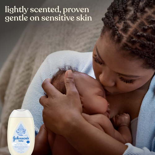 Johnson's Sensitive Care Baby Lotion Cream 13.6 oz Lightly Scented Moisturizer for Sensitive Skin