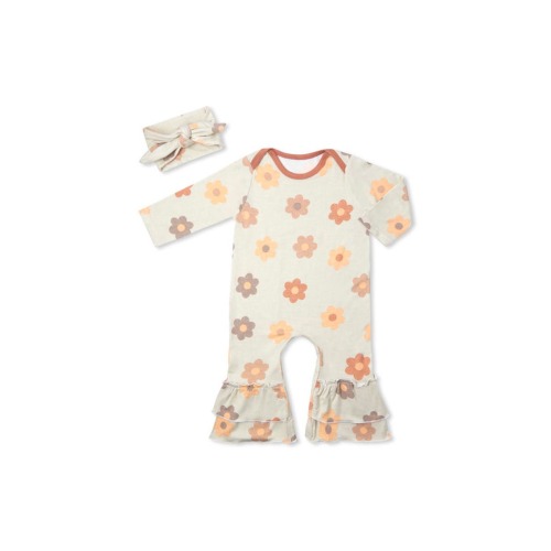 Ruffle Romper & Head Wrap Set, 0-3M