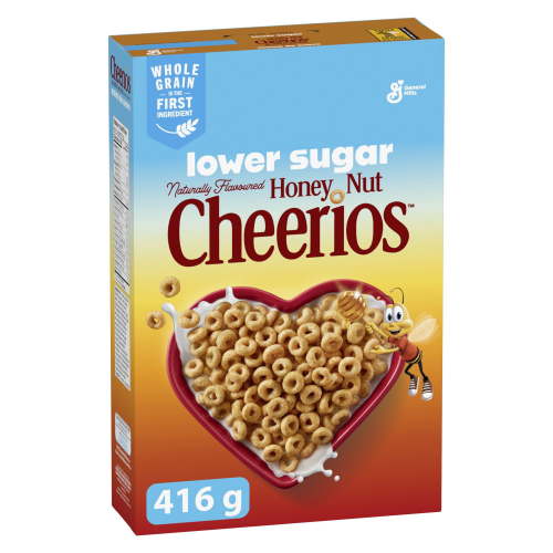 Lower Sugar Naturally Flavoured Honey Nut Cheerios Breakfast Cereal, Whole Grain, 416 g - Walmart.ca