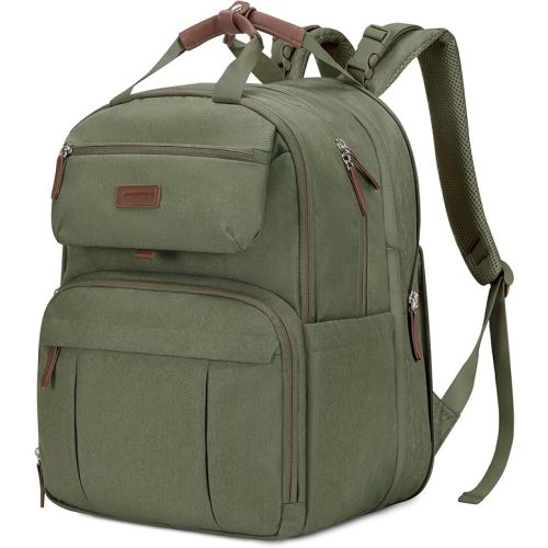 mommore Diaper Bag Backpack, Large Diaper Bag Expandable for 2 Kids/Twins, Durable Baby Bag with Changing Pad, Water Resistant Travel Diaper Backpack for Mom Dad