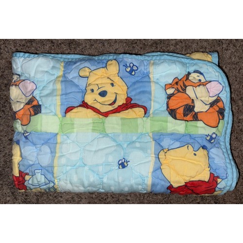 Vintage  Disney Winnie The Pooh And Tigger Bed / Crib Blanket Quilt 52x37