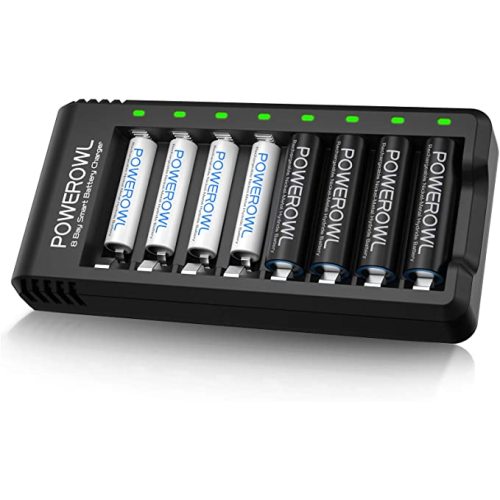 POWEROWL Rechargeable AA and AAA Batteries with Fast Charger, High Capacity NiMH - 4 x 2800mAh AA & 4 x 1000mAh AAA