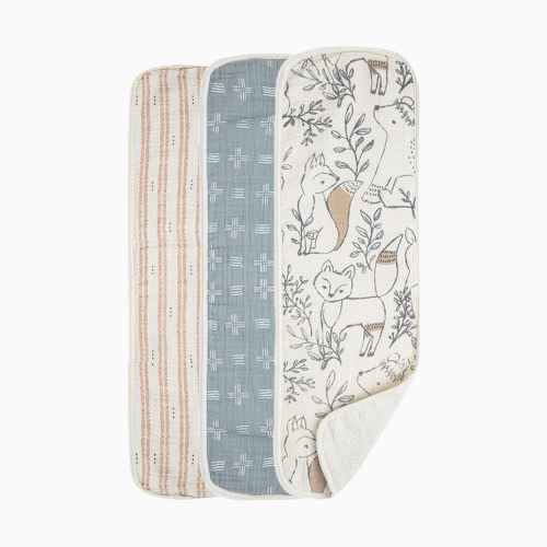 Crane Baby Cotton Muslin and Terry Burp Cloth Set (3 Pack) - Ezra