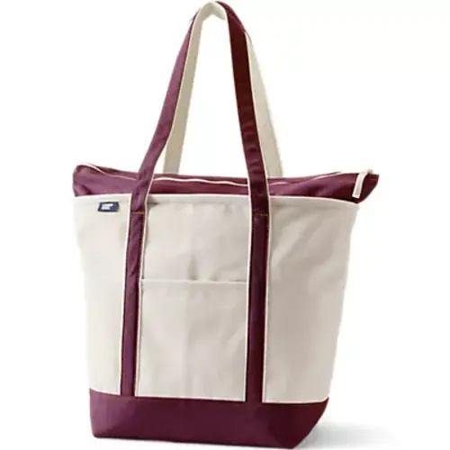 Large 5 Pocket Zipper Top Canvas Tote Bag | Lands' End