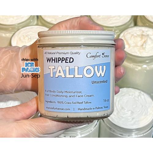 All-Natural unscented Whipped Tallow, Grass fed Beef Tallow Moisturizer