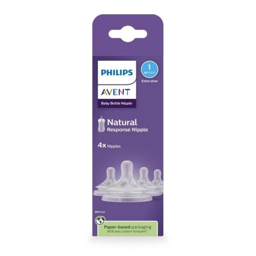 Philips Avent Natural Response Nipples - Extra Slow Flow - Flow 1 - 4pk