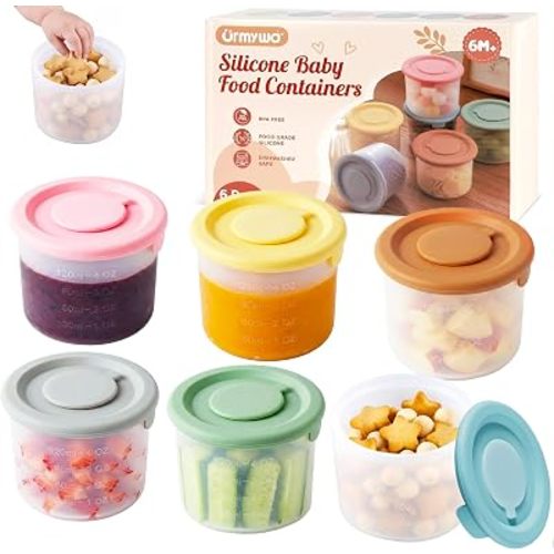 URMYWO 6 Pack Silicone Baby Food Containers,4 oz Portion Storage Containers