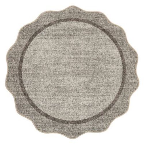 Scalloped Washable Bordered Living Room Bedroom Rug, Ultra Thin Non Slip Indoor Farmhouse Carpet for Dining Room