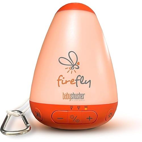 Baby Shusher Firefly Baby Soother for Crying Babies with Nightlight - White Noise Sound Machine, Baby Soother for Sleeping, Newborn Essentials for Crib, USB Rechargeable - 1 Count