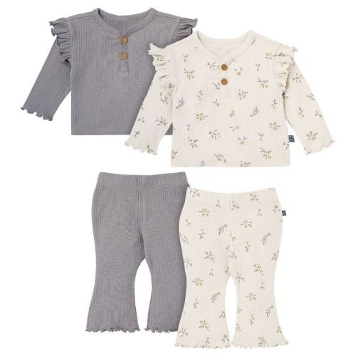 Modern Moments by Gerber Baby Girls' 4-Piece Henley Ruffle Top With Pants