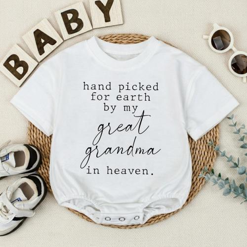 Custom Hand Picked For Earth By My Great Grandma In Heaven Baby Romper, Newborn Baby Clothes, Pregnancy Announcement, Baby Shower Gift