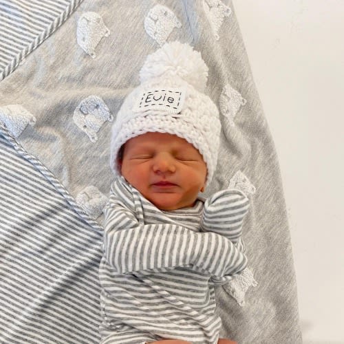Monogrammed Crochet Baby Hat: Personalized Newborn Beanie, 37 Colors
