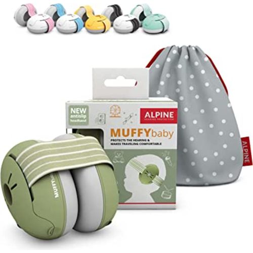 Alpine Muffy Baby Ear Protection for Babies and Toddlers up to 36 Months - CE & ANSI Certified - Noise Reduction Earmuffs - Comfortable Baby Headphones Against Hearing Damage & Improves Sleep - Green