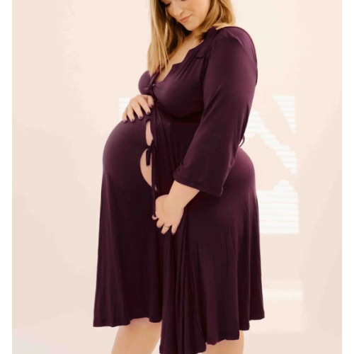 Lila Labor & Postpartum Gown in Plum