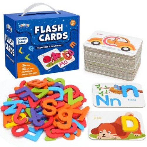 BenBen Alphabet Flash Cards for Toddlers 3-5, Montessori ABC Learning Toys, Matching Puzzles