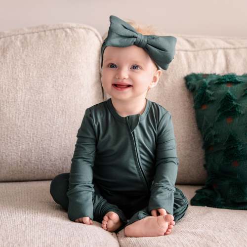 Larkspur Baby | Romper Pajamas | Convertible Footed Romper in Saddle Pine