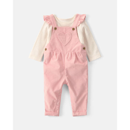 Baby Girl 2-Piece Heart Corduroy Overall Set - Pink | Carter's
