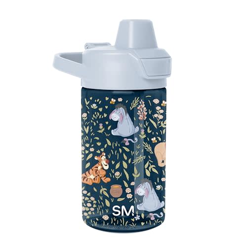 Simple Modern Disney Kids Tritan Plastic Summit Water Bottle | 12 oz BPA-Free Cup with Covered Leak Proof Straw Lid for Girls, Toddlers | Winnie the Pooh Floral
