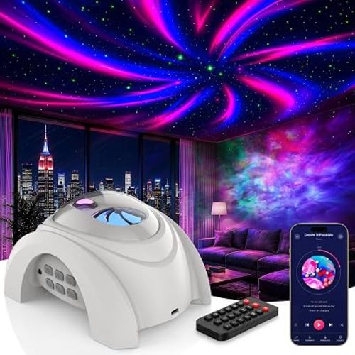 Rossetta Dual Lens Galaxy Star Aurora Projector Night Light for Bedroom