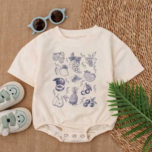 Fruits And Berries Romper, Retro 90s Tattoo Baby Outfit, Vintage Fruit Lovers Gift, Nature Food,Pineapple, Berry Unisex Clothes, Baby Shower