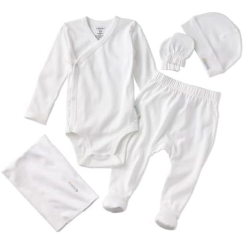 Butterblu Check Me Out 6-Piece Baby Gift Set Organic Cotton Layette Clothing in Box for Boys & Girls, White, Newborn