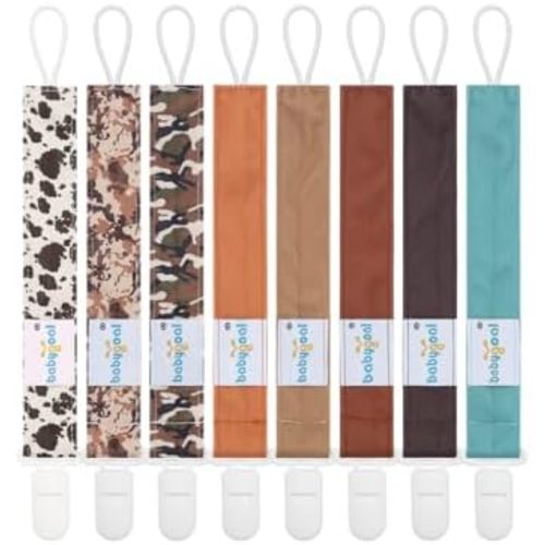babygoal Baby Pacifier Clips 8 Pack, Pacifier Holder Clip for Boys and Girls Fits Most Pacifier and Binkies-Neutral Color
