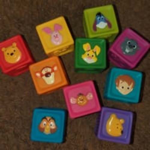 vintage Winnie the Pooh rubber blocks 1-10