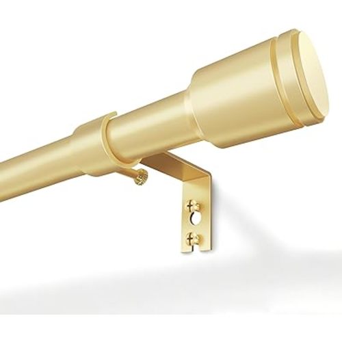 5/8” Diameter Curtain Rods 30-90 Inch, for 30-84 Inch Windows, Adjustable Splicing Gold Curtain Rods for Windows with Brackets, Window Treatment Rod Long Small Curtains Rod