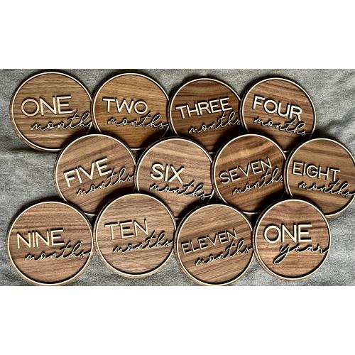 Baby 3D Milestone Signs | Set of 12 Photo Prop Signs | Monthly Picture Markers