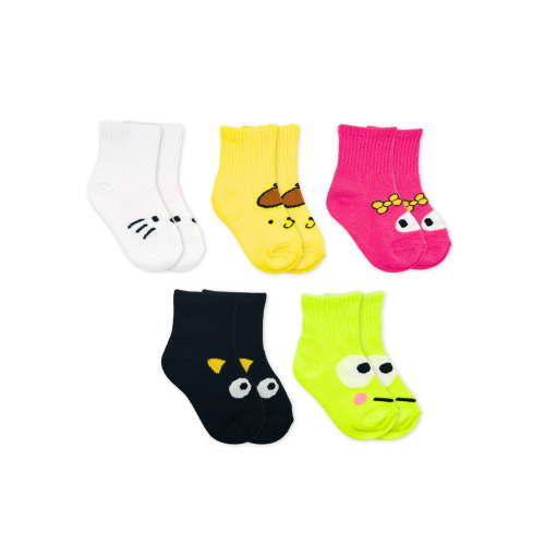 Hello Kitty & Friends Baby and Toddler Girl Mid-Crew Socks, 5-Pack, Sizes 12M-4T