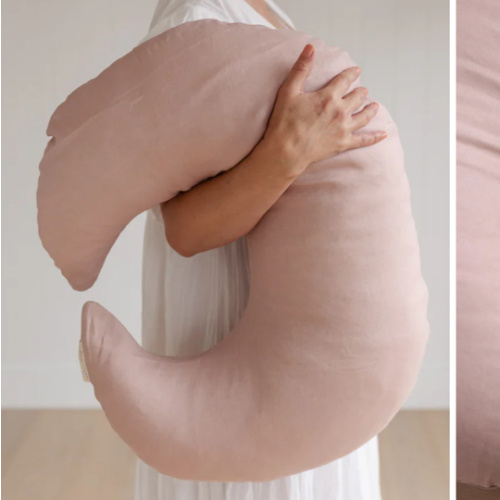 Nursing Pillow & Cover- Moon Shape- Dusty Rose – Linen Label