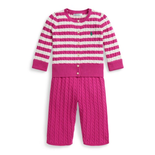 Cable Knit Cotton Sweater & Pants, 3M