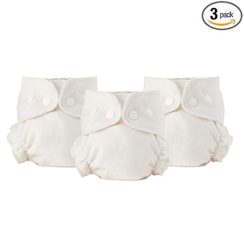 Esembly Cloth Diaper Inner - Organic Cotton Fitted Diaper- Soft, Ultra-Absorbant, Trim-Fitting Layer to Pair with Waterproof Outer for Blowout-Proof Diapering - 3-Pack, Size 1 (7-17lbs)