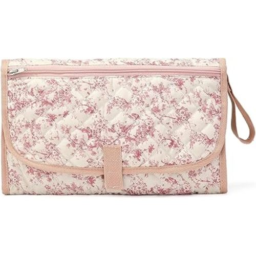 YFGBCX Portable Diaper Changing Pad, Waterproof Quilted Nappy Changing Mat with Wipes Pocket & Foldable Storage for Stroller (Floral)