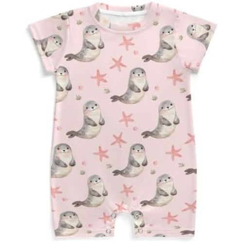 Cute Seal Starfish Pink Baby Rompers Sea Ocean Animals Infant One-Piece Jumpsuits Onesie outfit