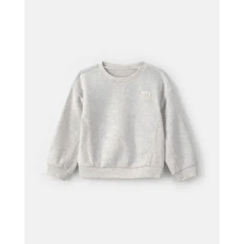 Toddler Girl 'Let's Play' Fleece Pullover Sweatshirt - Grey | Carter's
