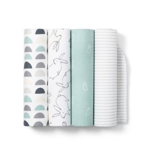 Flannel Baby Blankets Bunnies 4pk - Cloud Island™